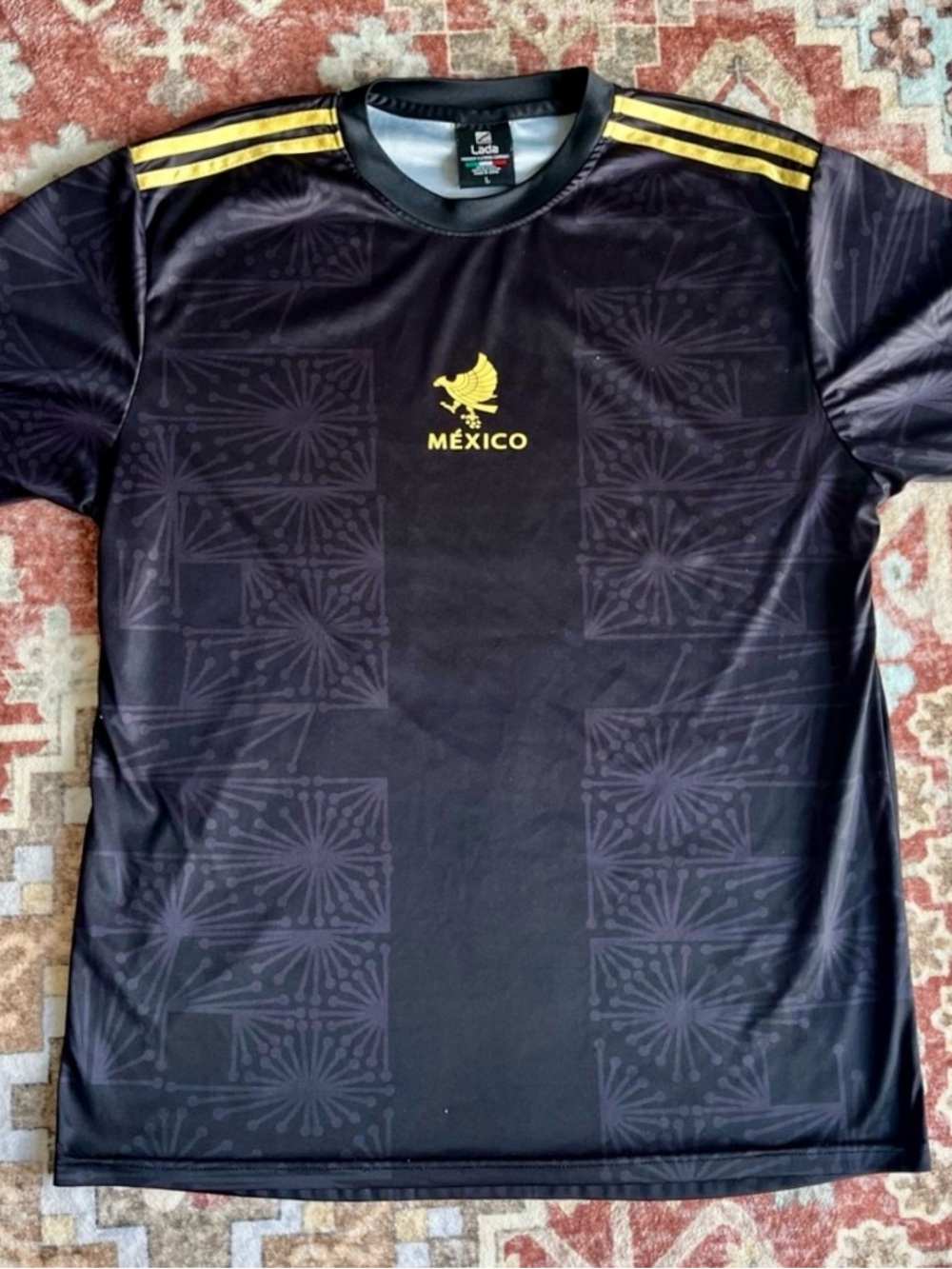 Unisex México Black Athletic Short-Sleeve Shirt with Gold Accents